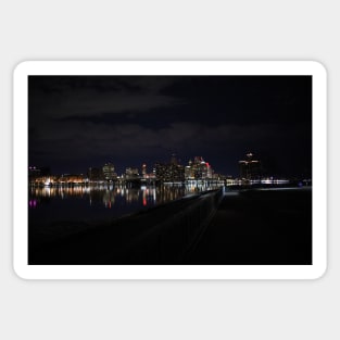 Detroit View at night / Detroit river photography, Sticker